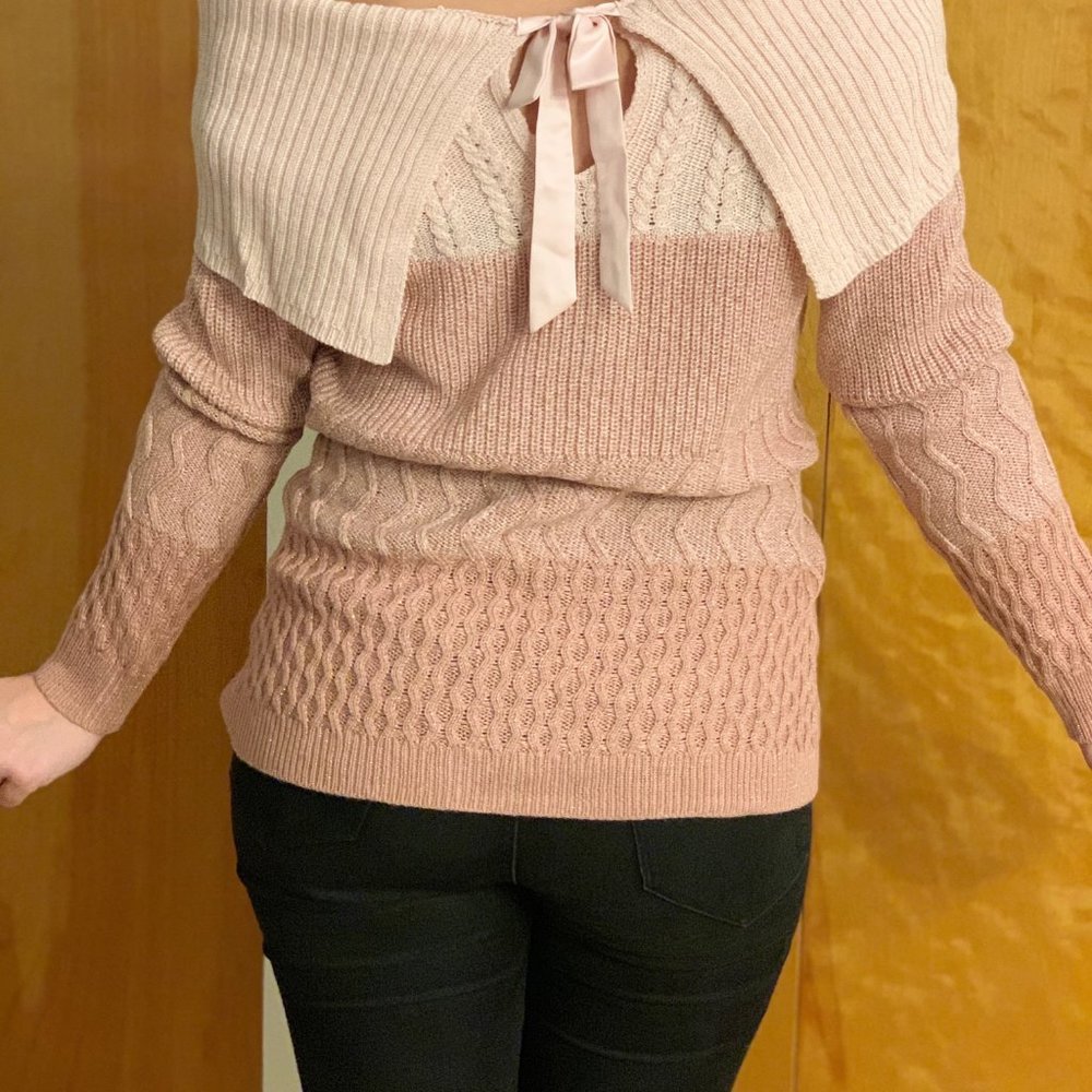 Off the Shoulder Sweater w/ Bow in back